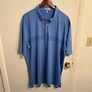 Peter Millar Summer Comfort Golf Polo Shirt mens XXL blue chest stripe